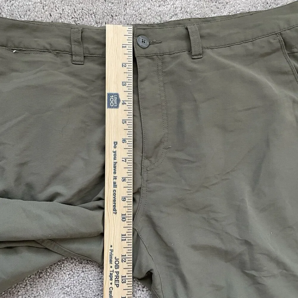 REI Pants Men’s 36x32 Olive Green Nylon Zip Outdoor Hiking Camping Adventure Fun